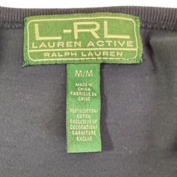 Lauren Active Ralph Lauren Long Sleeve Crew Neck Navy Beaded Top Size M - Picture 5 of 6